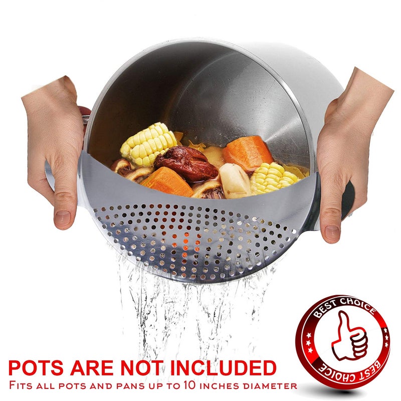 KAYCROWN Best Utensils Pan Pot Spaghetti Strainer Premium Stainless Steel Pasta Kitchen Strainer Vegetables Colander & Drainer - Fits All Pots Up To 10 Inches - Image 3
